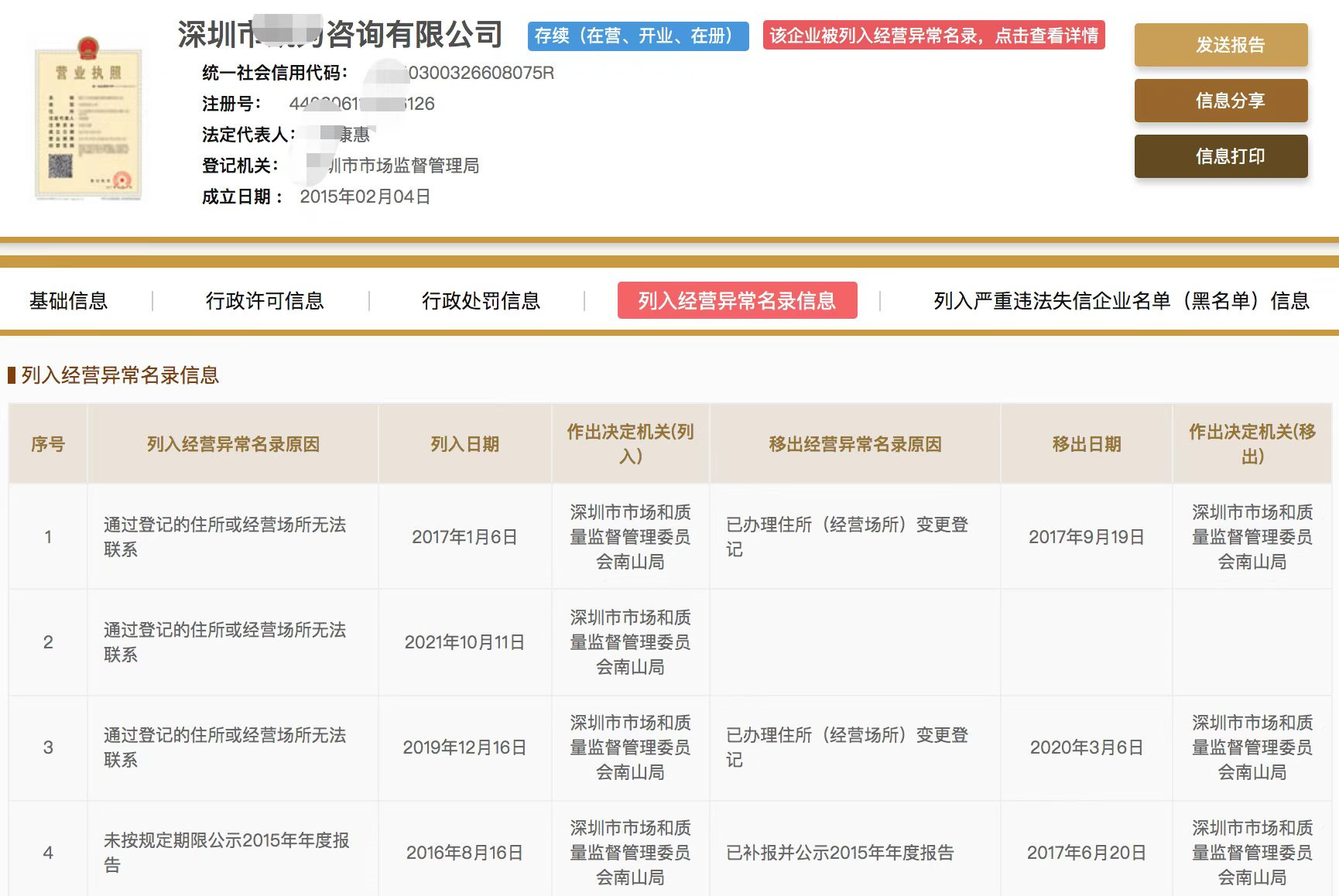 湖南企业经营异常记录消除